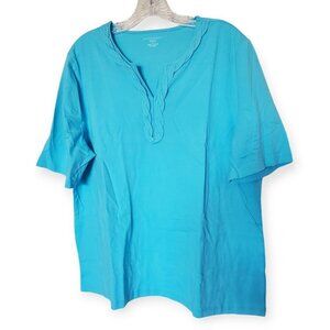 Appleseeds 1X Light Blue Short Sleeve Top NWOT